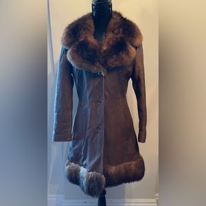 Rajac Leathers 70s Brown Leather & Possum Fur Coat
